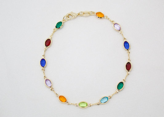 Oval DARK COLORFUL Charm Bracelet (I162)