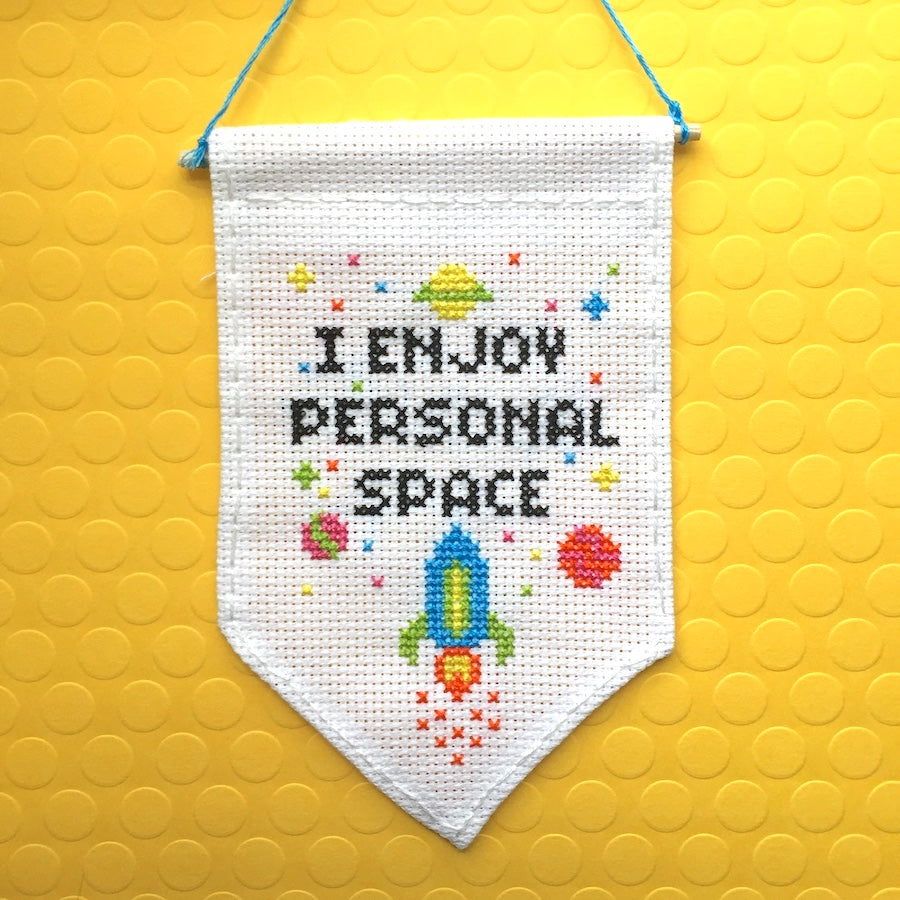 Personal Space Tiny Banner Counted Cross Stitch Kit