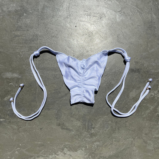 Ribbed White Ripple Side Tie Bikini Bottom