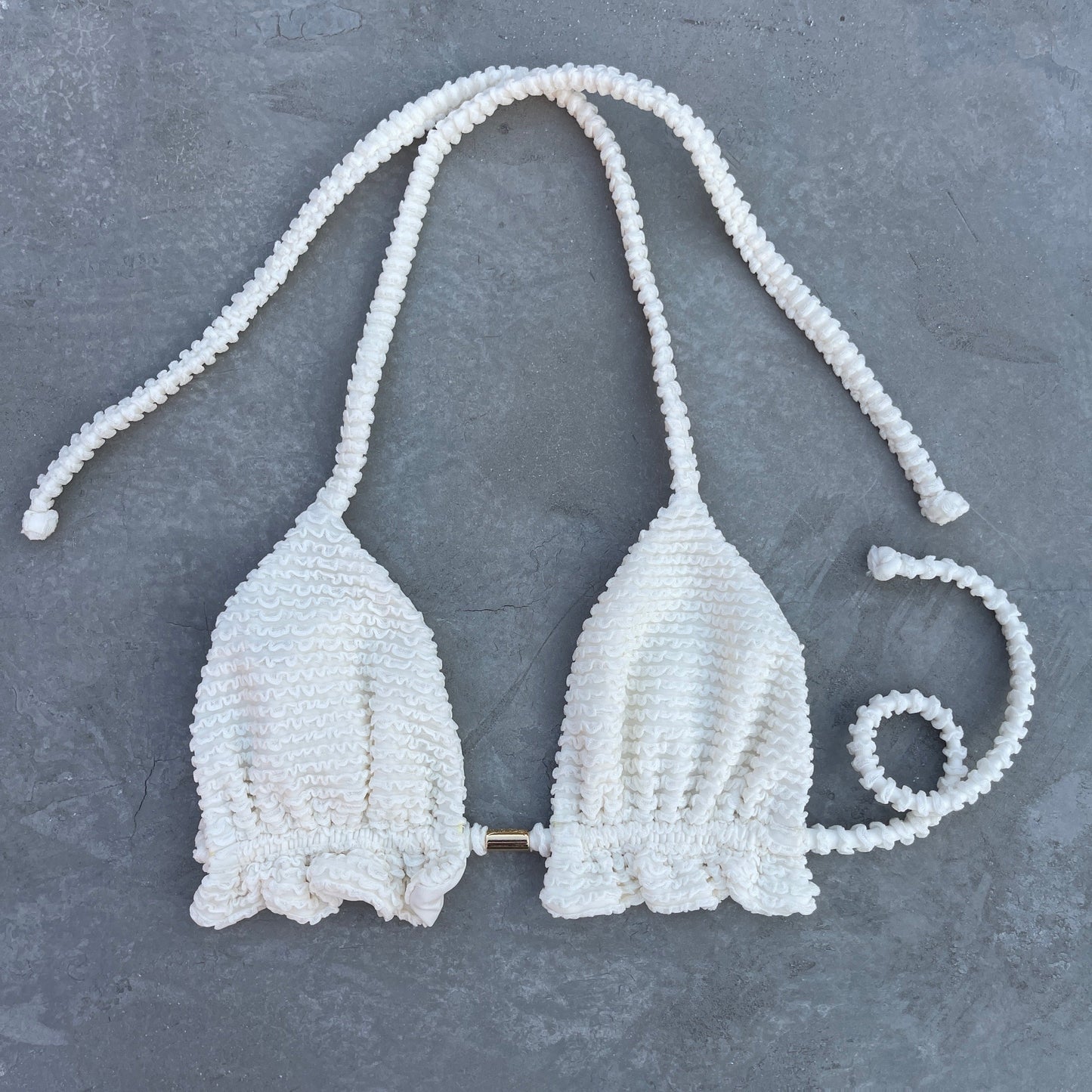Pearl Triangle Frill Bikini Top