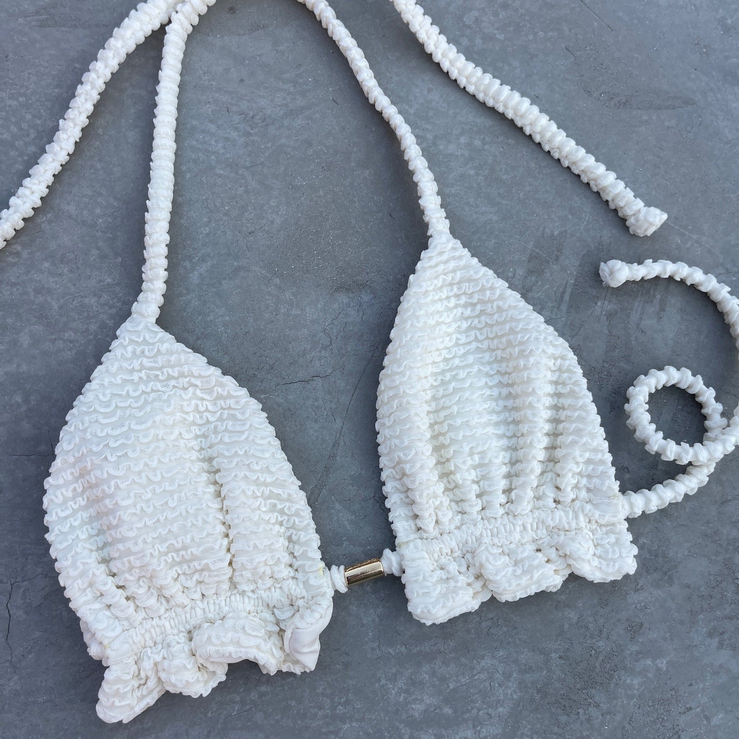 Pearl Triangle Frill Bikini Top