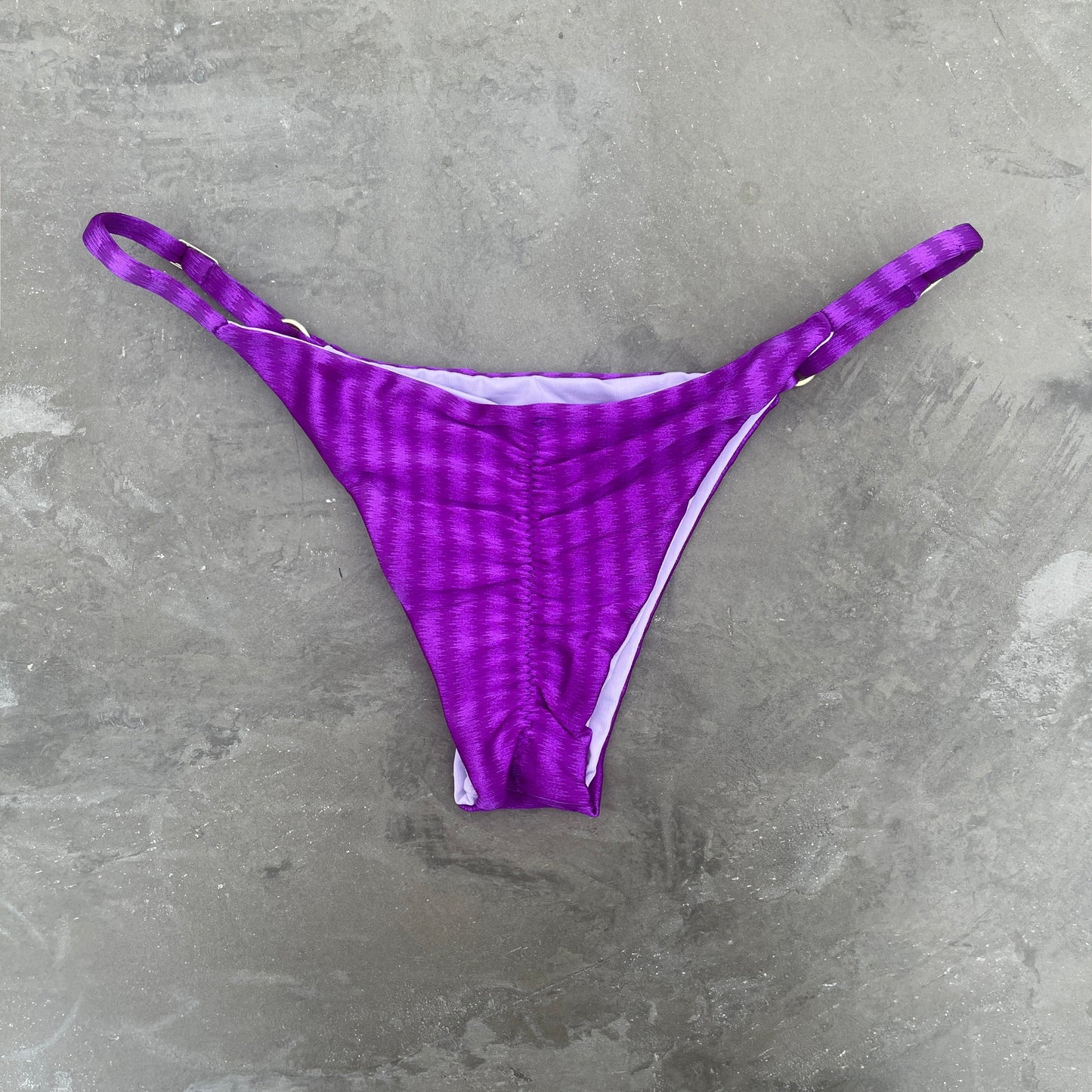 Purple Striped Tanga Bikini Bottom