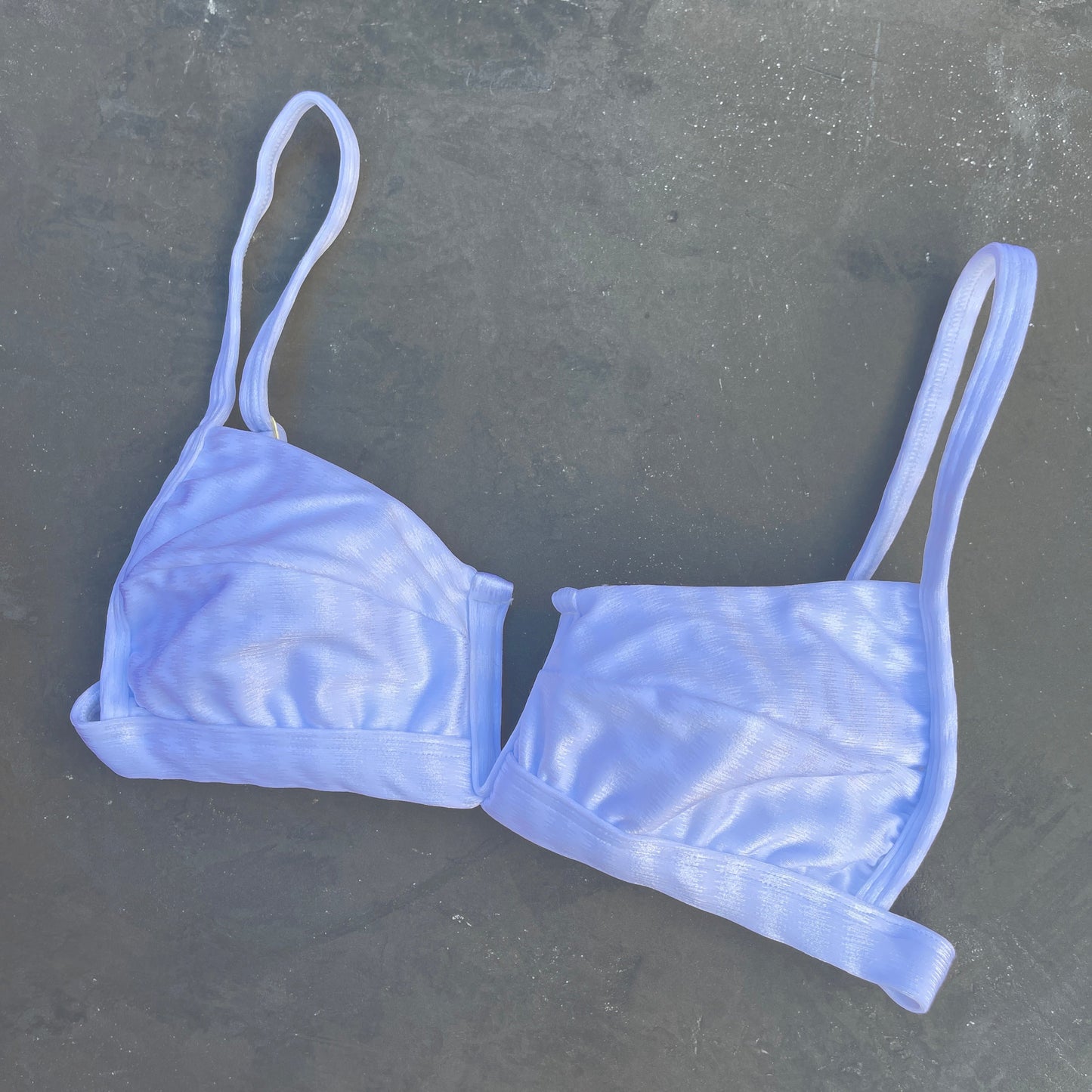 White Striped Squared V Bikini Top