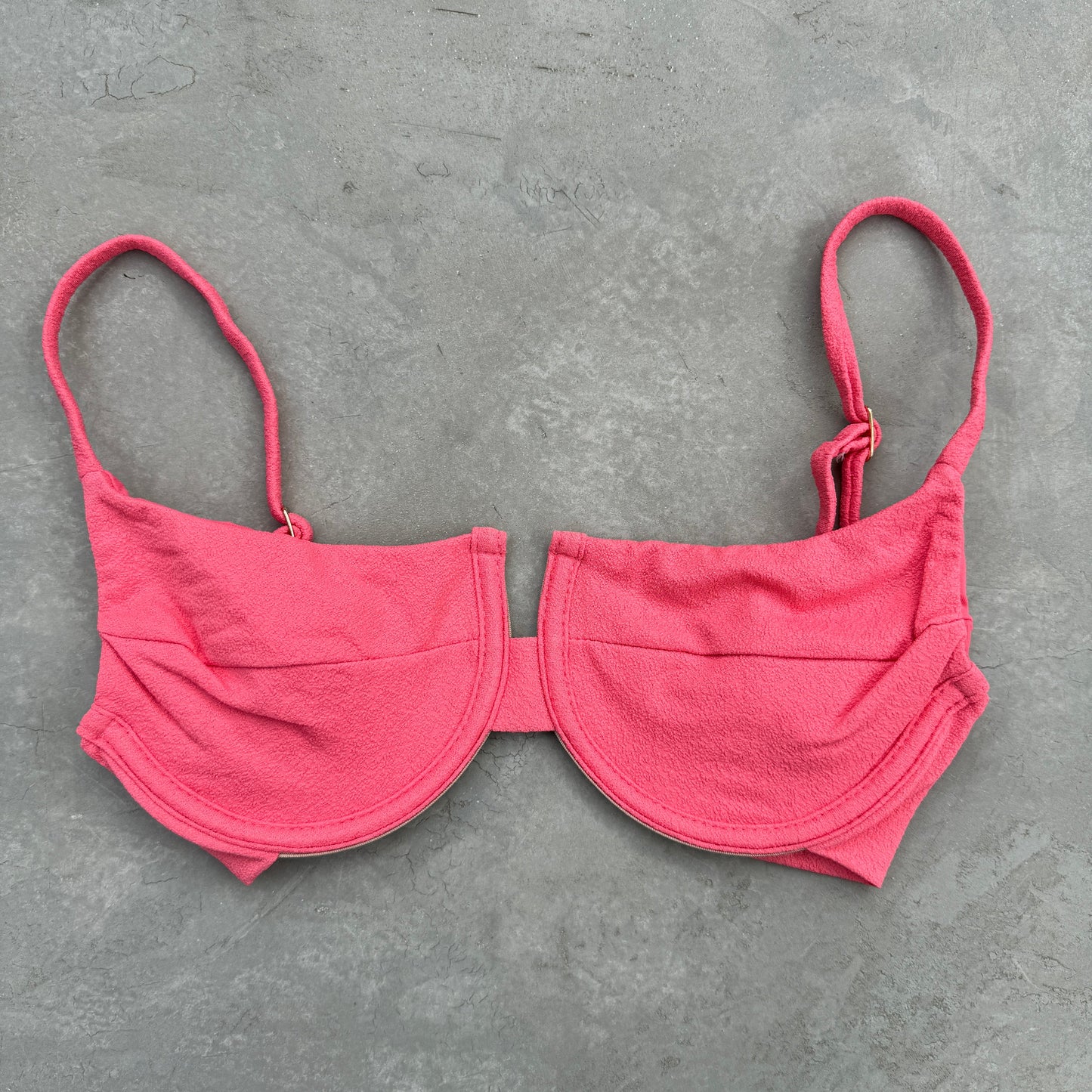 Seashore Textured Coral Delight Panneled Bikini Top