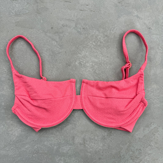 Seashore Textured Coral Delight Panneled Bikini Top