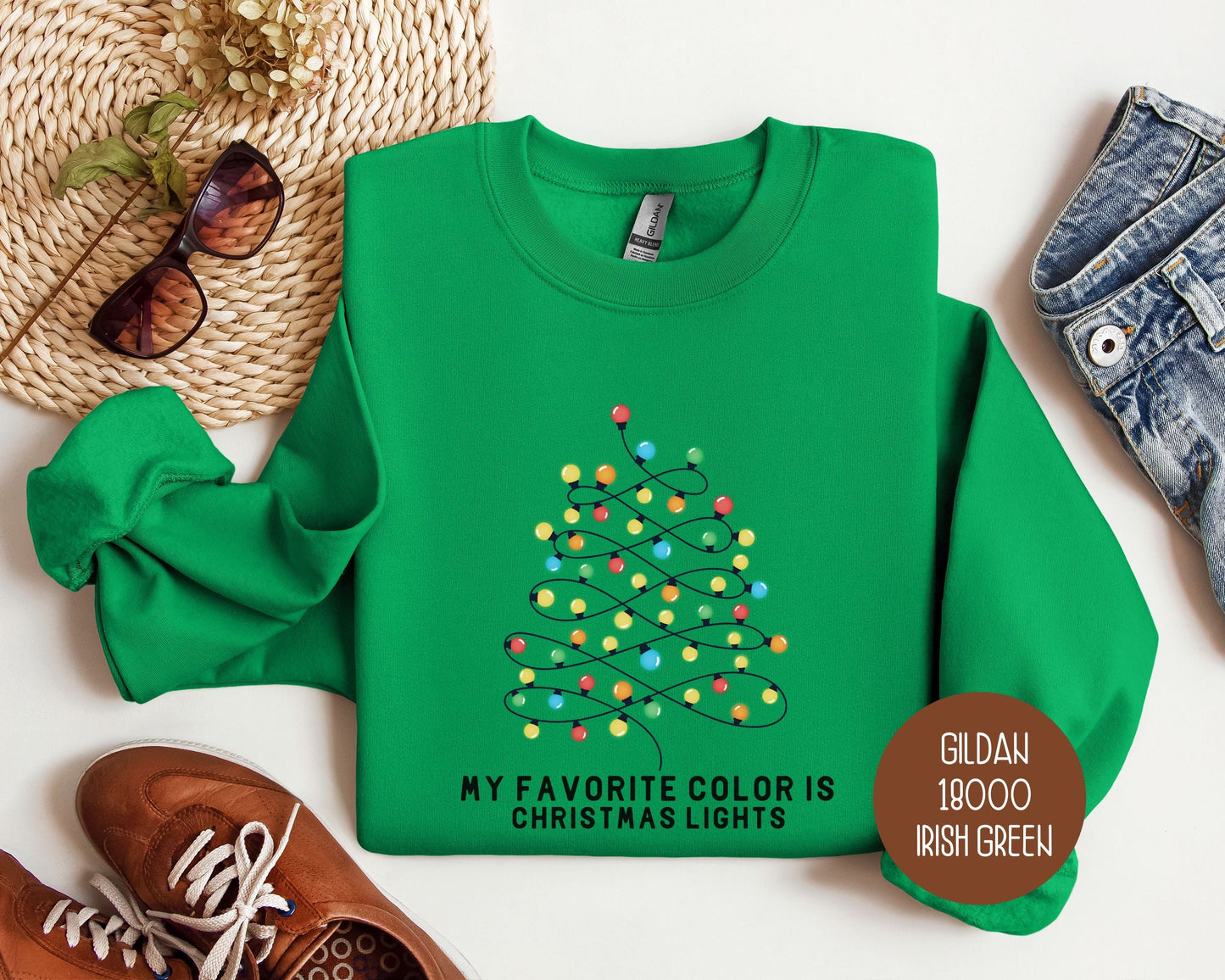 My Favorite Color is Christmas Lights Sweatshirt