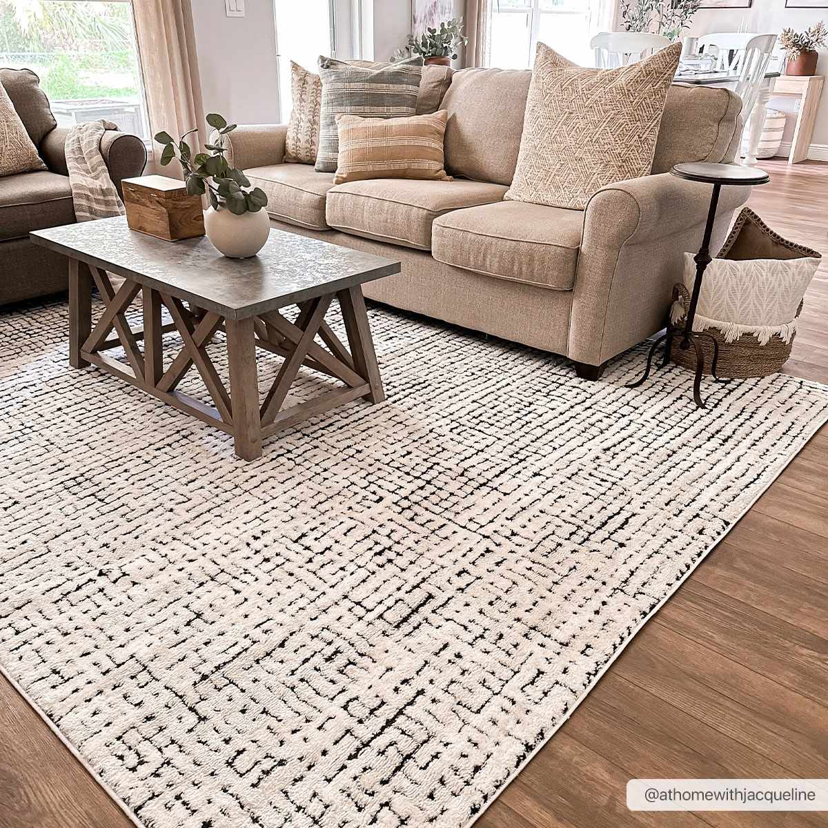 Keita Cream & Black Area Rug