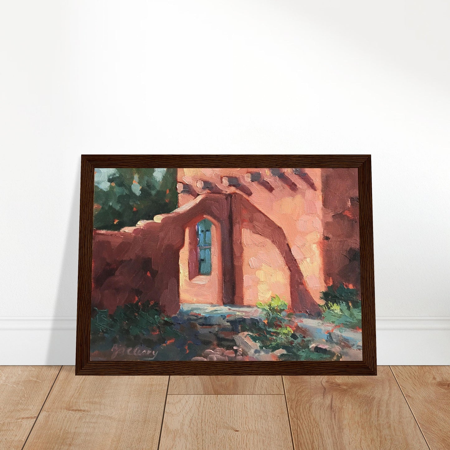 'Adobe Light and Shadows I 6x8 or 8x12 inch Wooden Framed Art Print I Original Artwork by American Artist Barbara Cleary