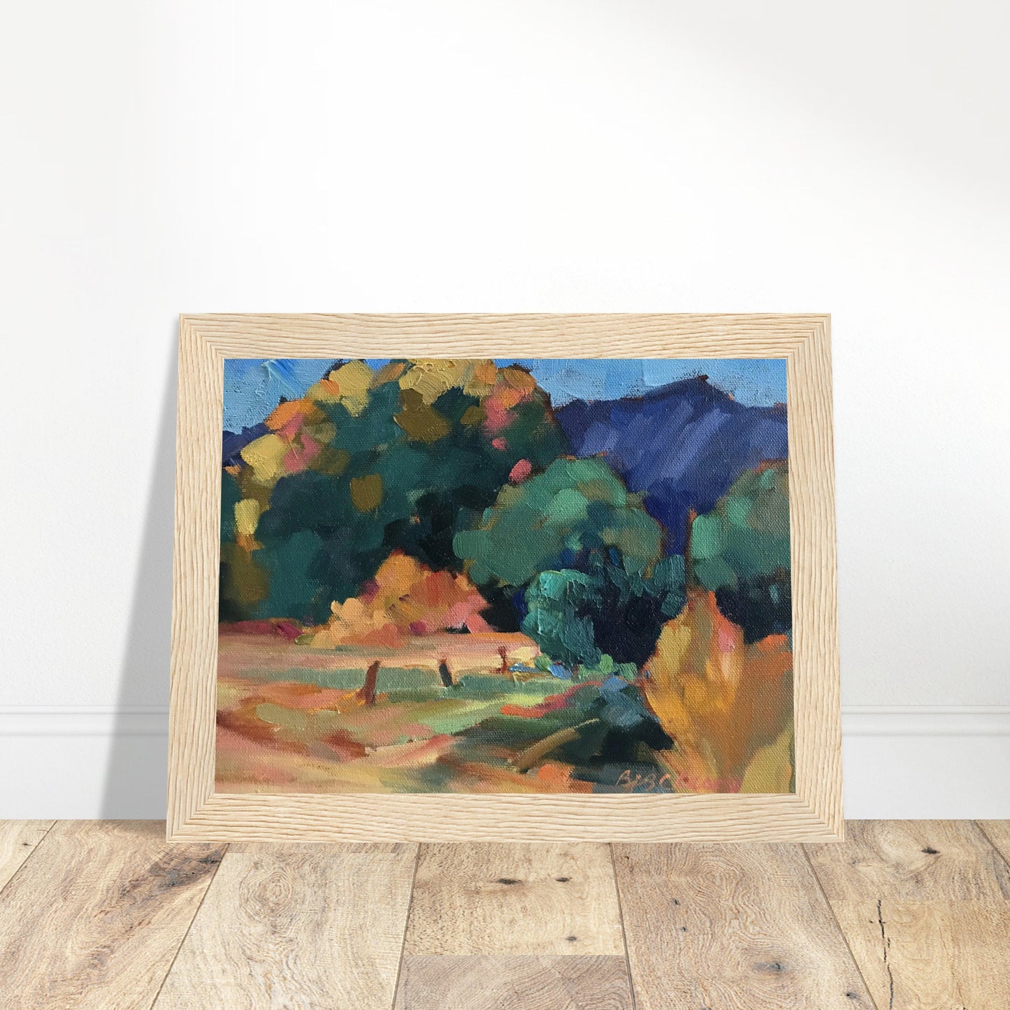 'New Mexico Meadow' Landscape I 6x8 or 8x12 inch Wooden Framed Southwest Art Print I Original Artwork by American Artist Barbara Cleary