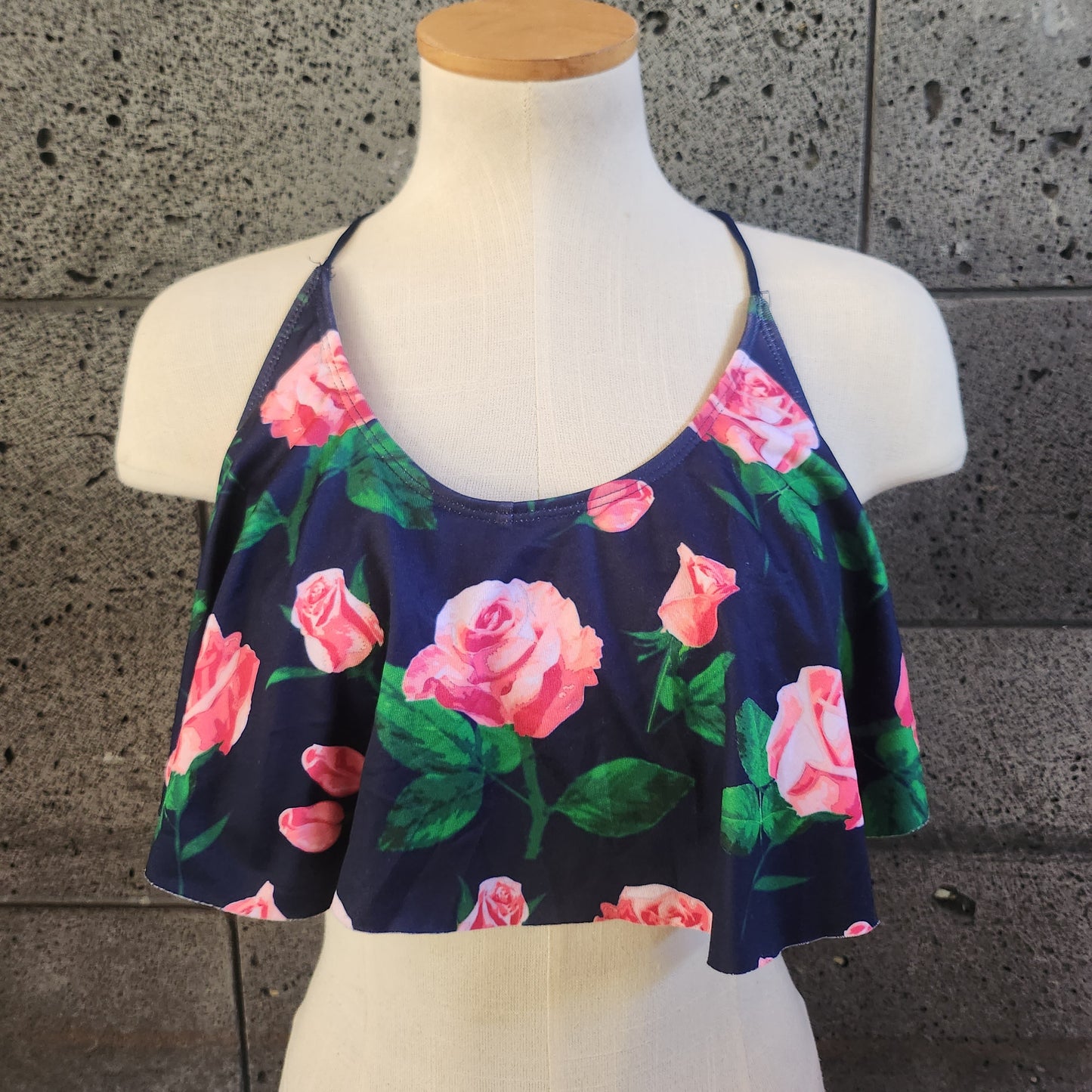 Loco Boutique Loco Roses Flounce Crop Top
