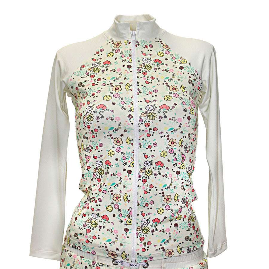 Loco Boutique Little Blossoms Zipper Front Rashguard