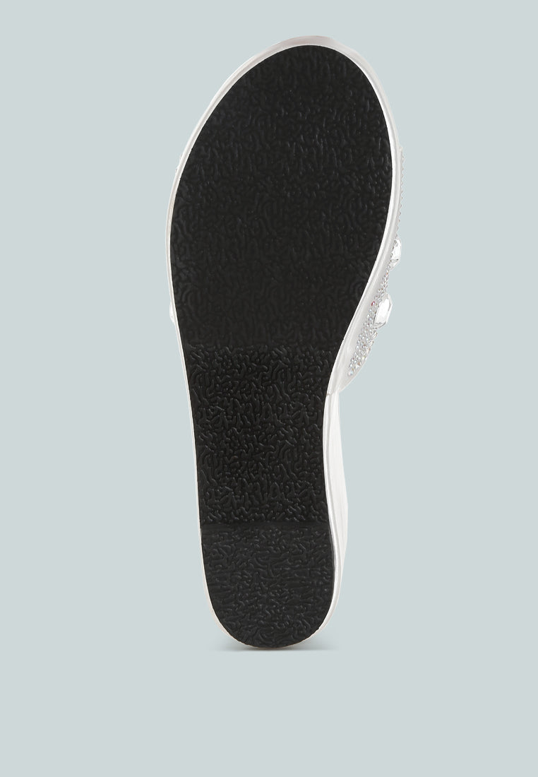 Meta Charts Diamante & Rhinestone Flatform Sandals