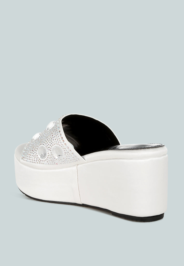 Meta Charts Diamante & Rhinestone Flatform Sandals
