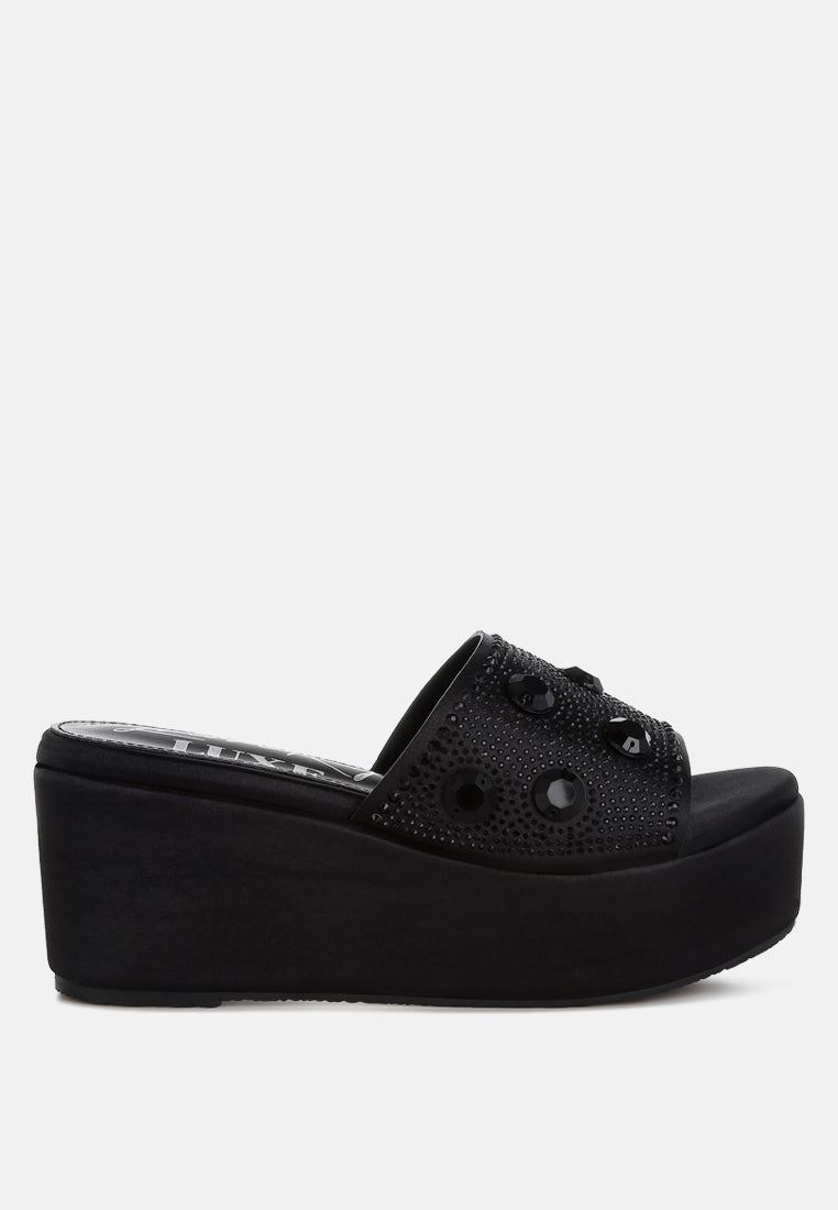 Meta Charts Diamante & Rhinestone Flatform Sandals