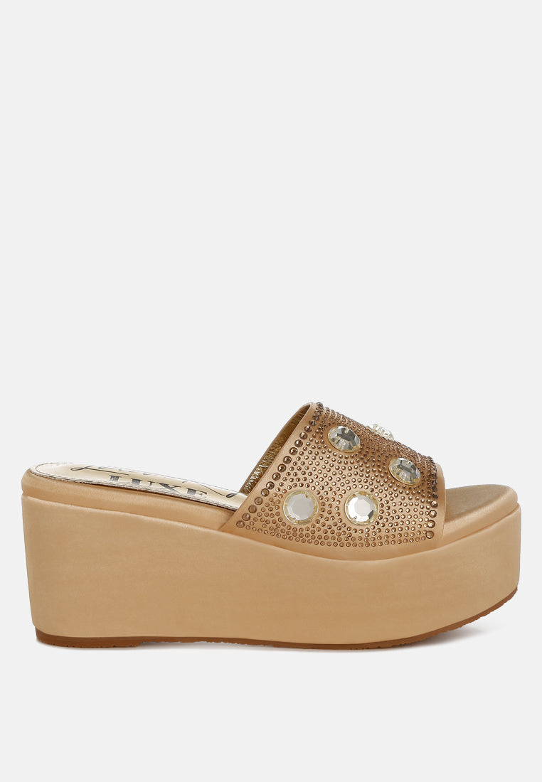 Meta Charts Diamante & Rhinestone Flatform Sandals