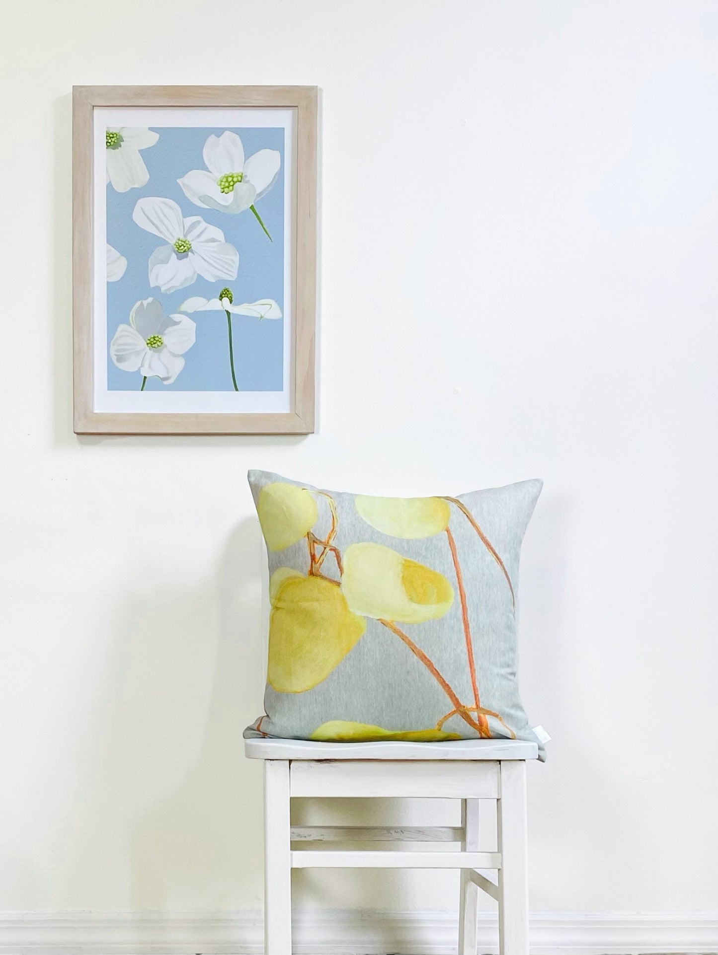 Throw Pillow: Milkweed on Pale Grey