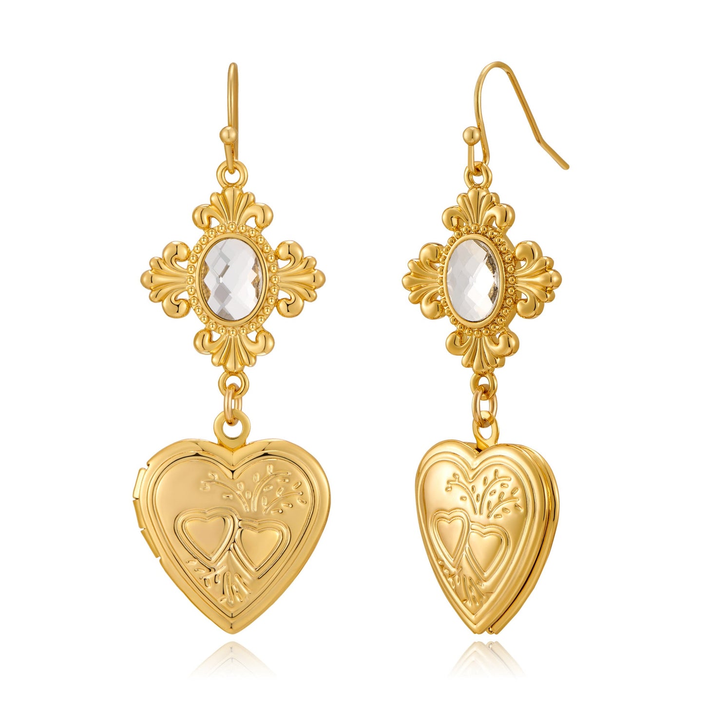 Palace retro temperament earrings, Spring and Autumn fashion peach heart earrings, high-end earrings, French earrings