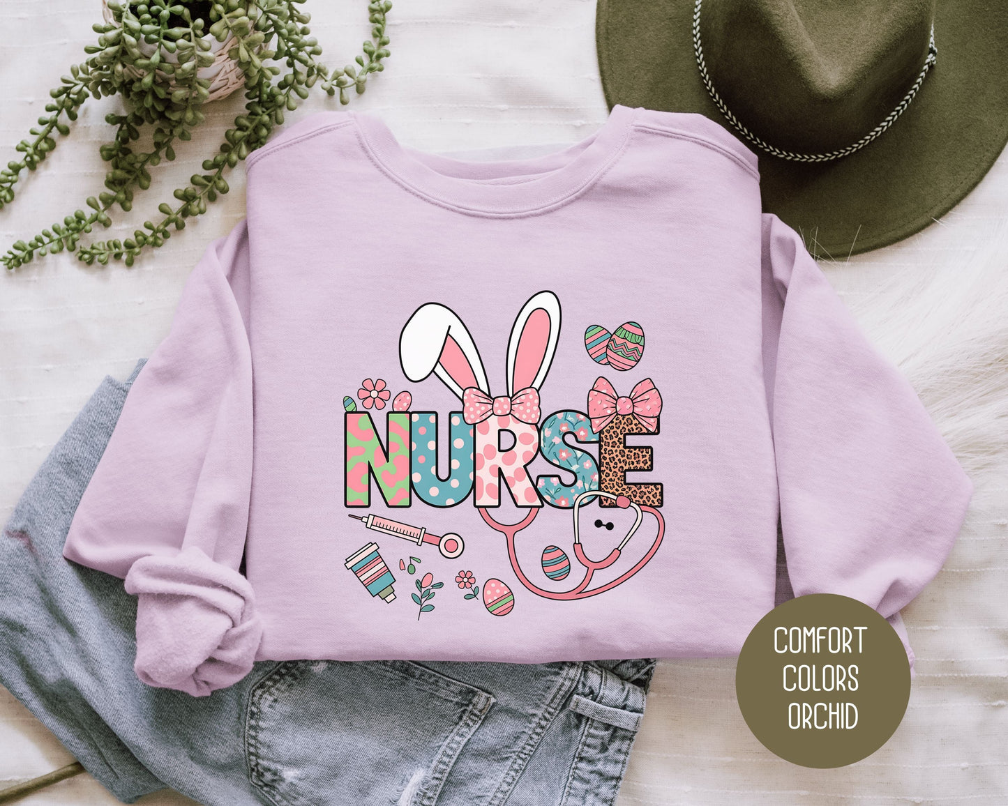 Easter Nurse Comfort Colors Sweatshirt