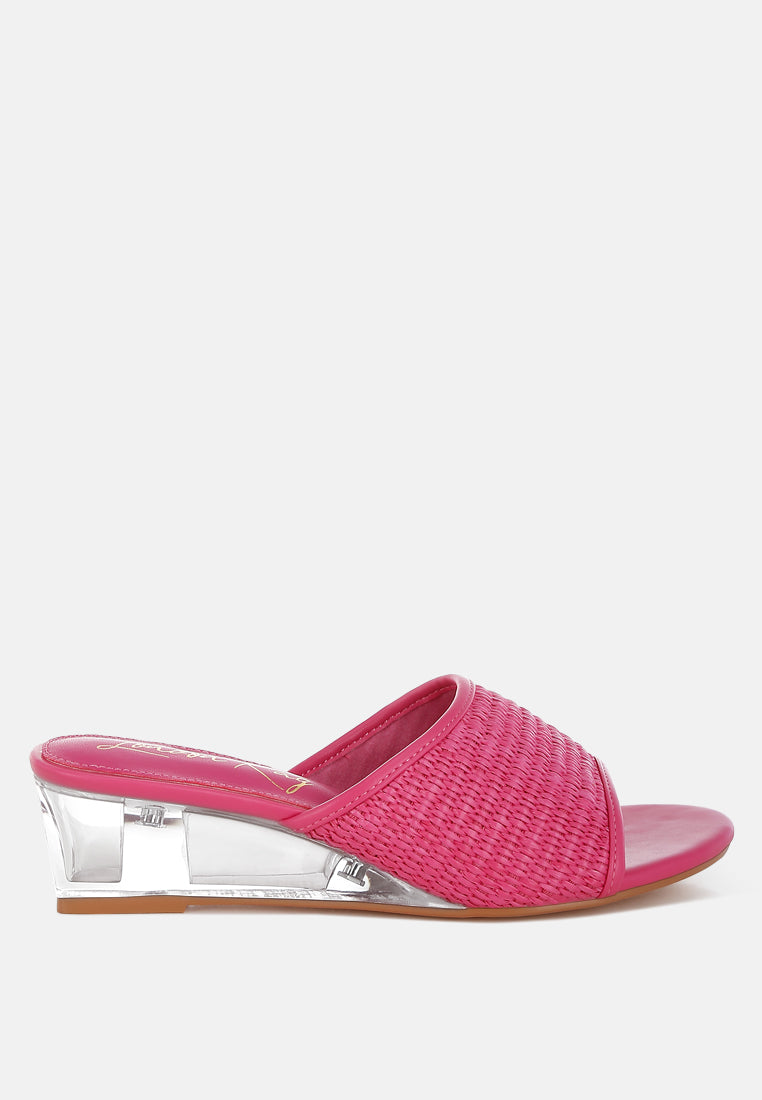Osminda Raffia Clear Heel Wedge Sandals