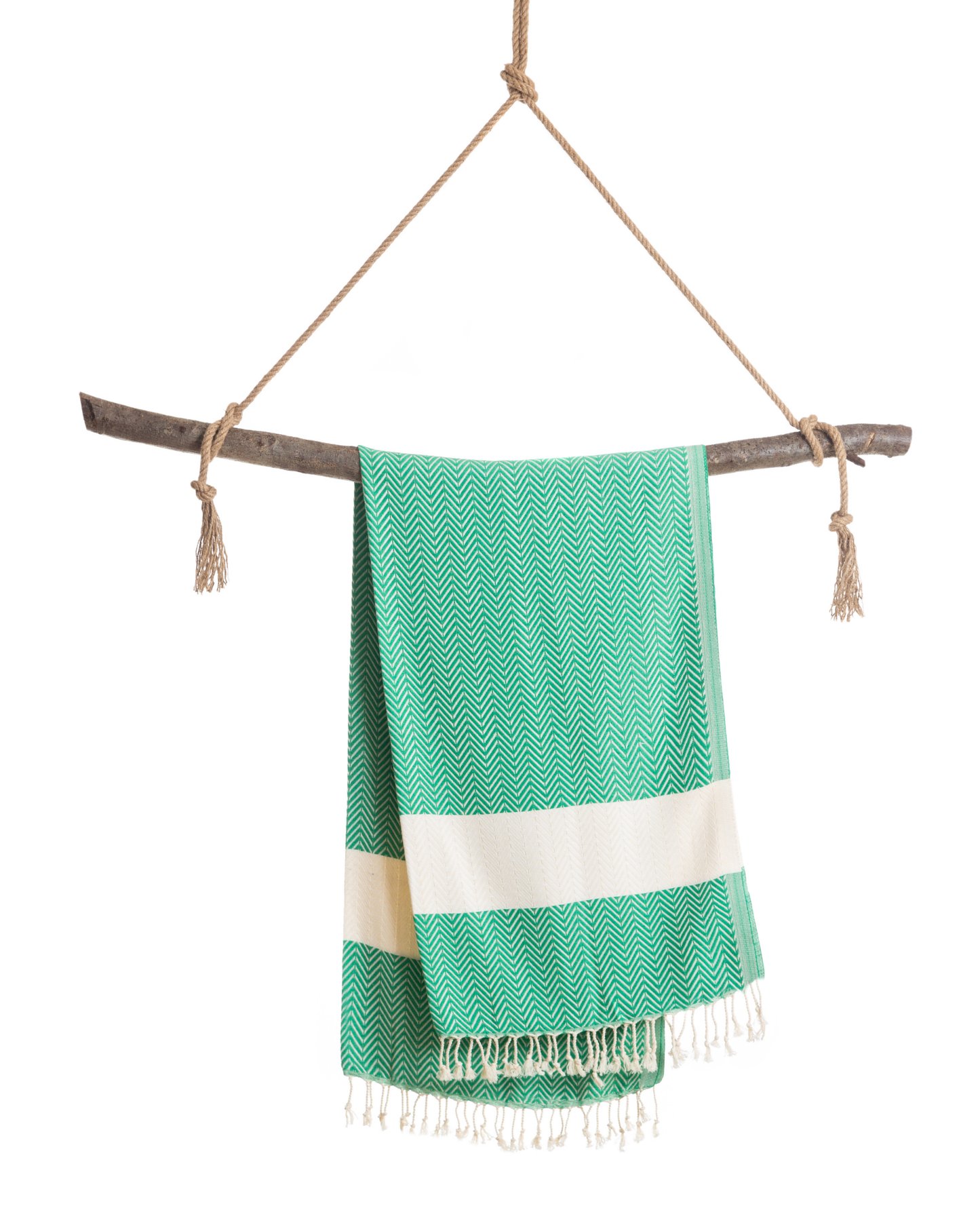 ZAYA Hammam Towel, Beach Towel, Pestemal - Green / White