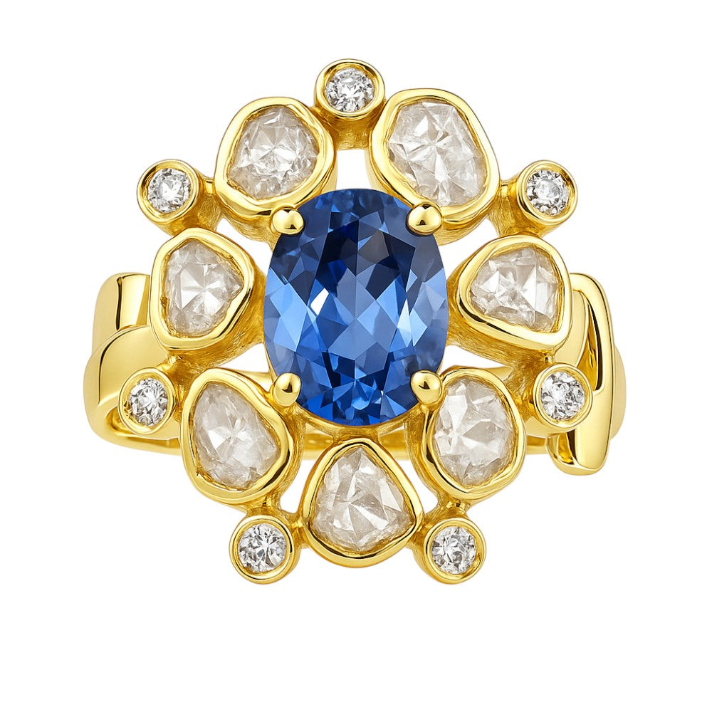 Traditional Kundan Polki Gemstone Ring Size 5-11 18K Gold Plated Jewelry PGR1001