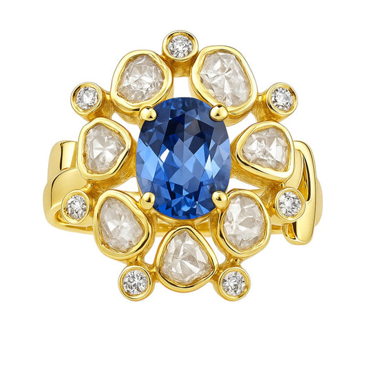 Traditional Kundan Polki Gemstone Ring Size 5-11 18K Gold Plated Jewelry PGR1001