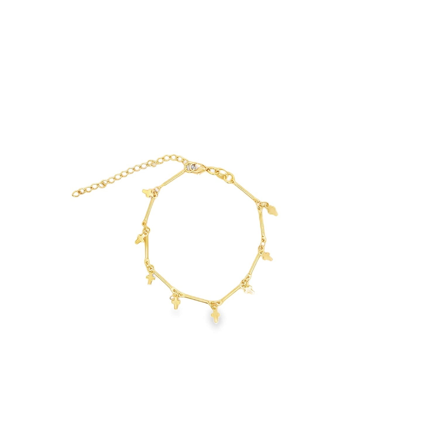 Bar Link Tiny Dangle Cross Charm Bracelet (H260A/E280/I352A)