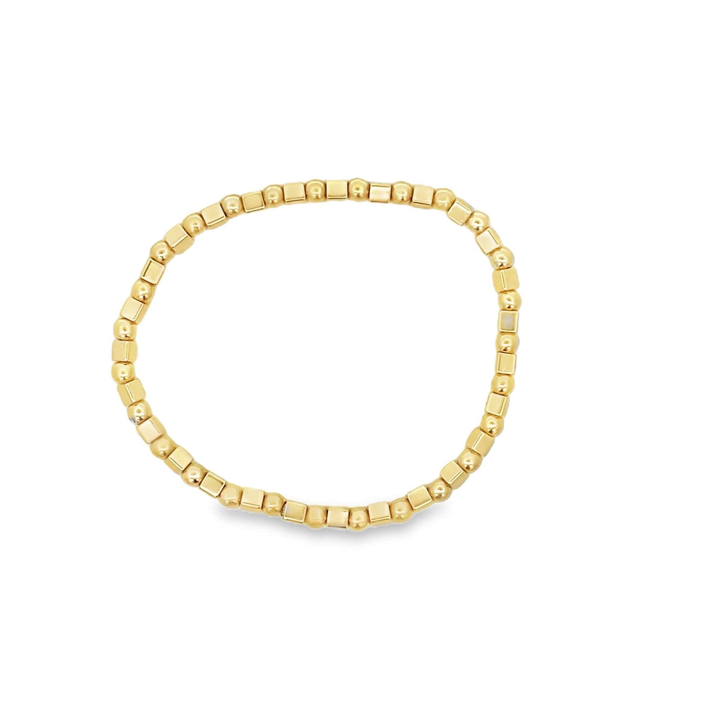 Bead and Cube Charm Elastic Bracelet (I112A)