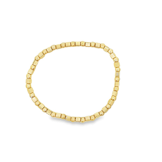 Bead and Cube Charm Elastic Bracelet (I112A)
