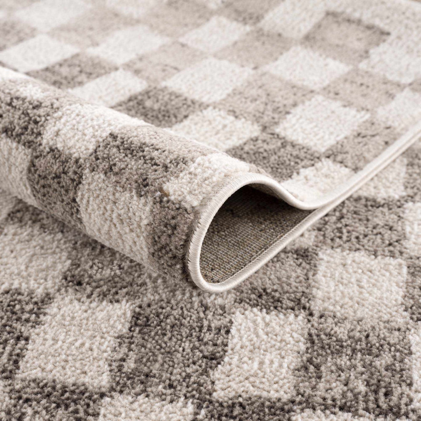 Benjy Beige Checkered Area Rug