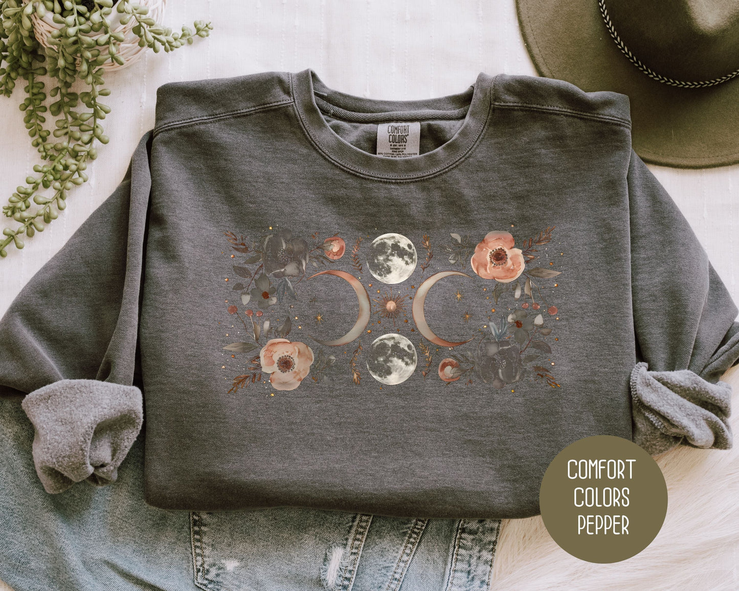 Celestial Lunar Moon Phase Comfort Colors Sweatshirt