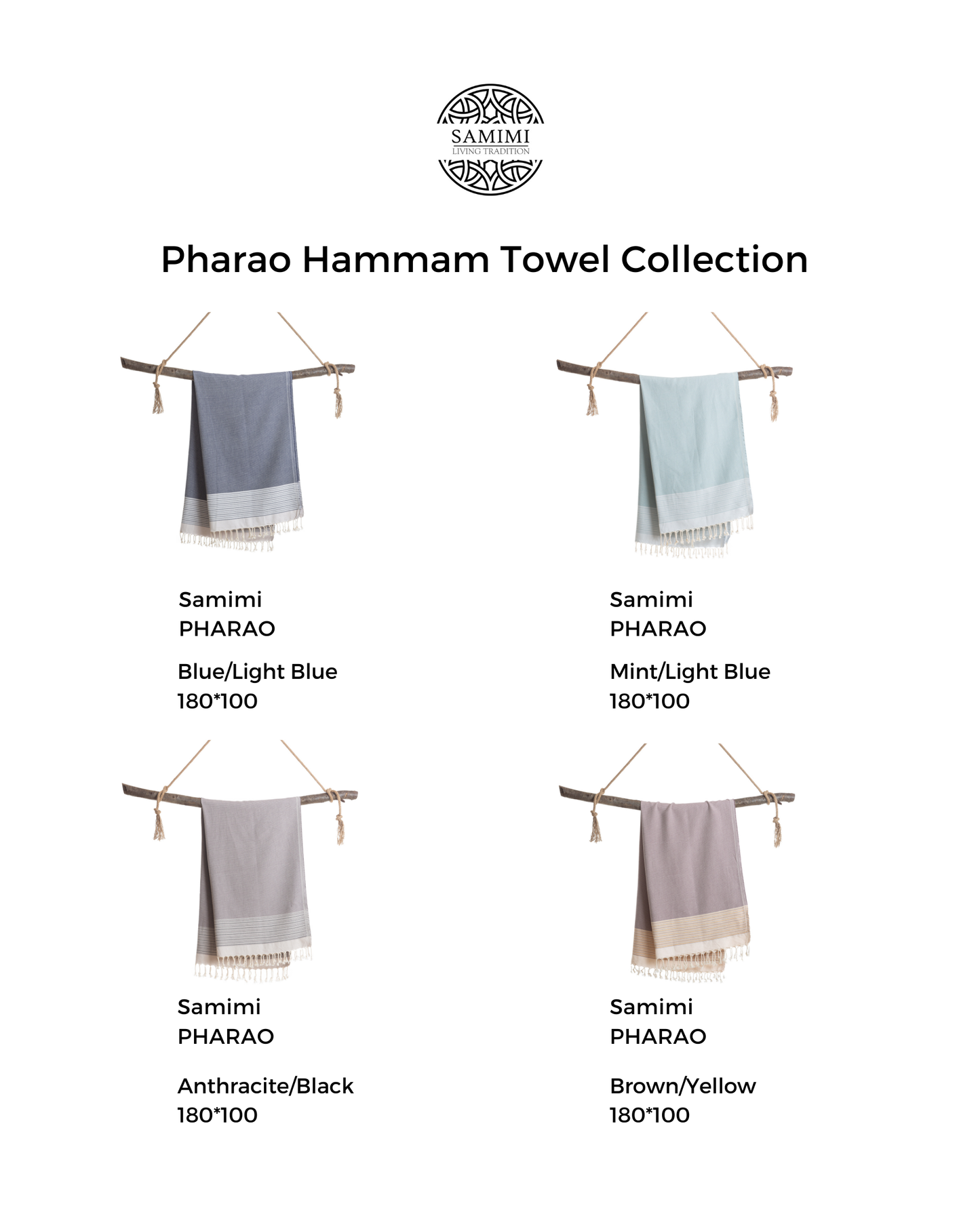 RAINBOW Beach Towel, Turkish Hammam Towel, Spa & Sauna Towel - Mint
