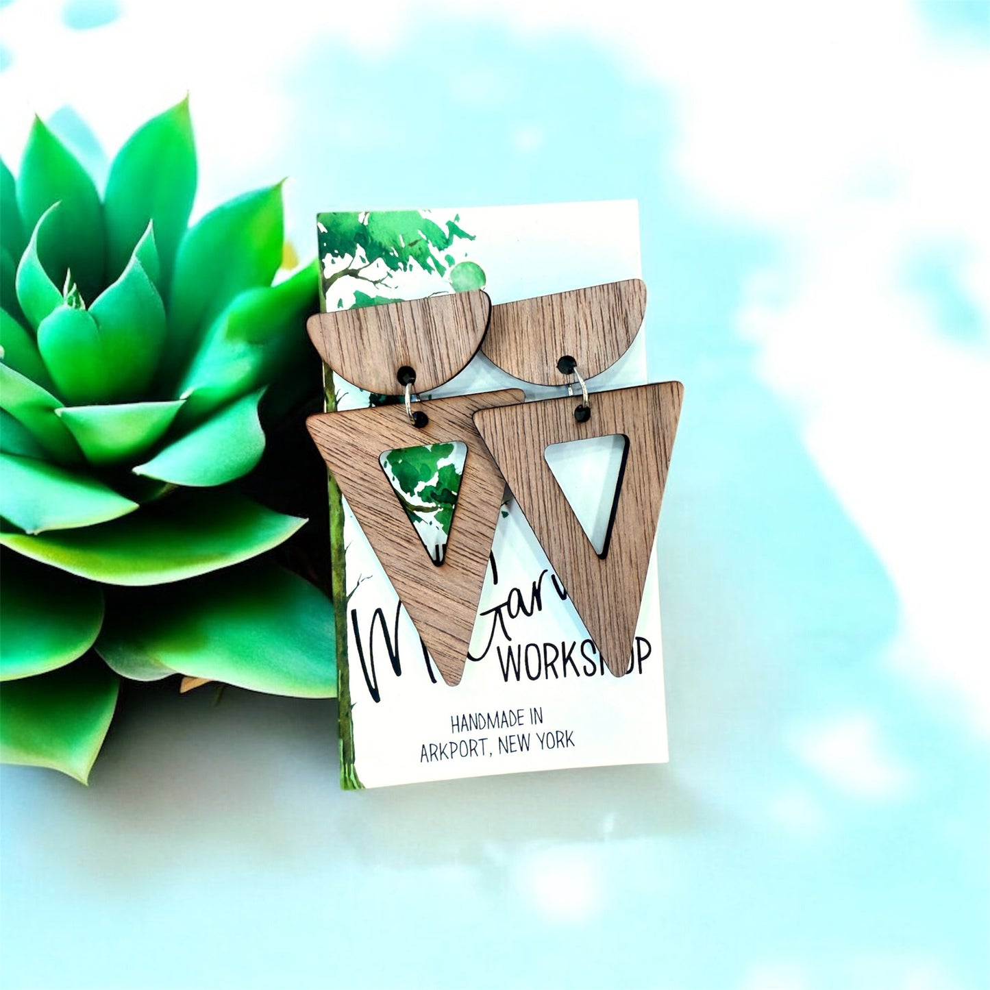 Wood Dangle Earrings, Wood  Earrings, Hypoallergenic