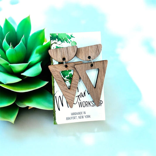 Wood Dangle Earrings, Wood  Earrings, Hypoallergenic