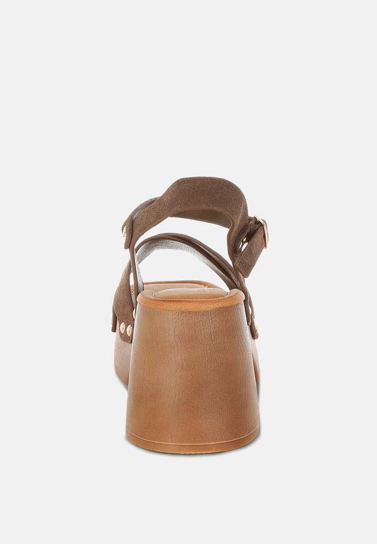 Pikansa Studded Real Suede Clog Sandals