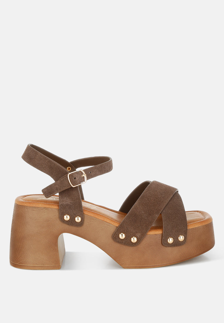 Pikansa Studded Real Suede Clog Sandals