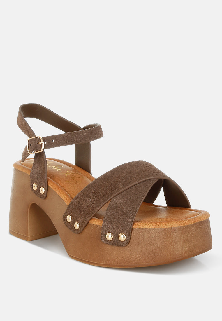 Pikansa Studded Real Suede Clog Sandals