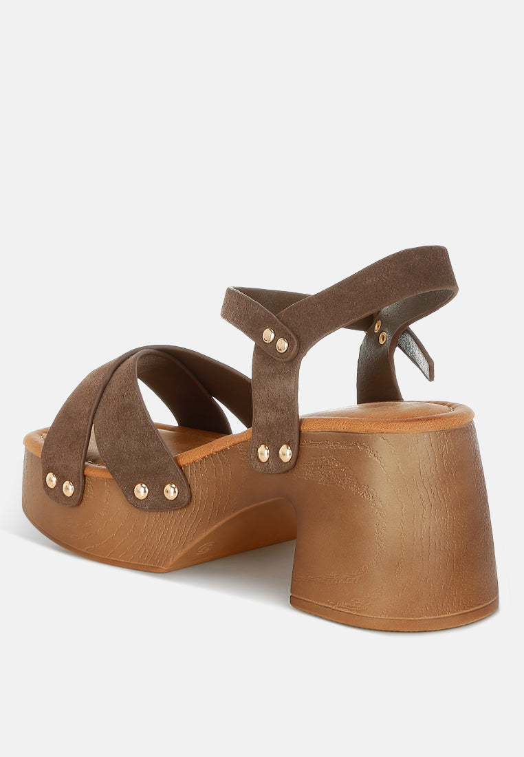 Pikansa Studded Real Suede Clog Sandals