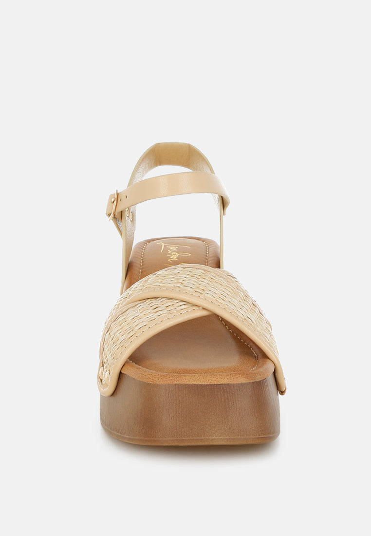 Qasa Studded Raffia Clog Sandals