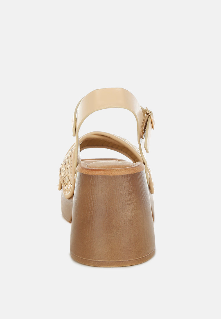 Qasa Studded Raffia Clog Sandals