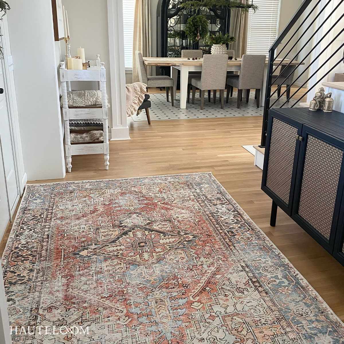 Rust Eira Distressed Vintage Washable Area Rug - Clearance