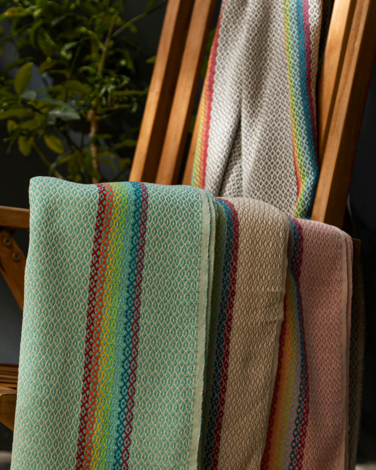 RAINBOW Beach Towel, Turkish Hammam Towel, Spa & Sauna Towel - Mint