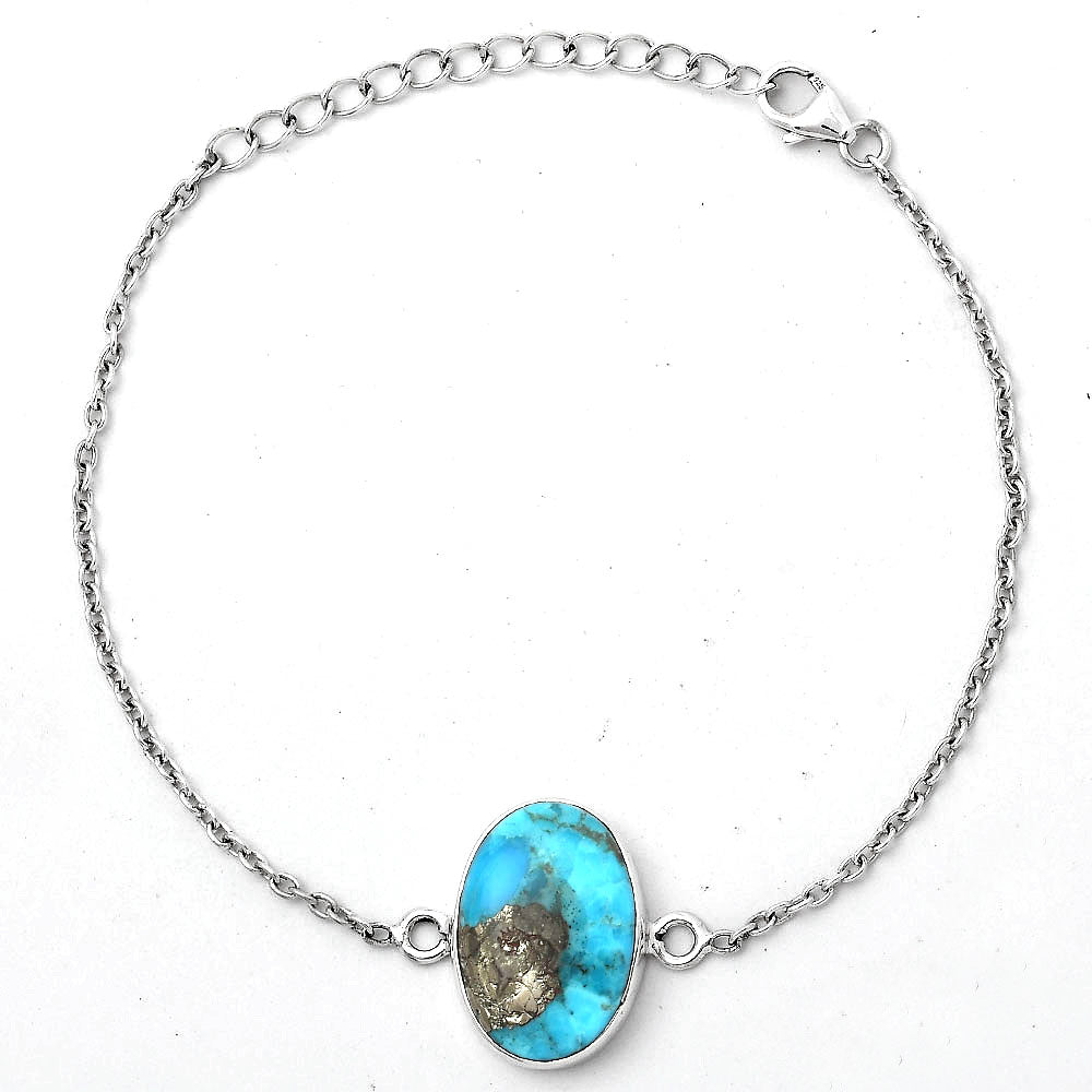 Natural Kingman Turquoise With Pyrite Bracelet B-1023 SDB2831