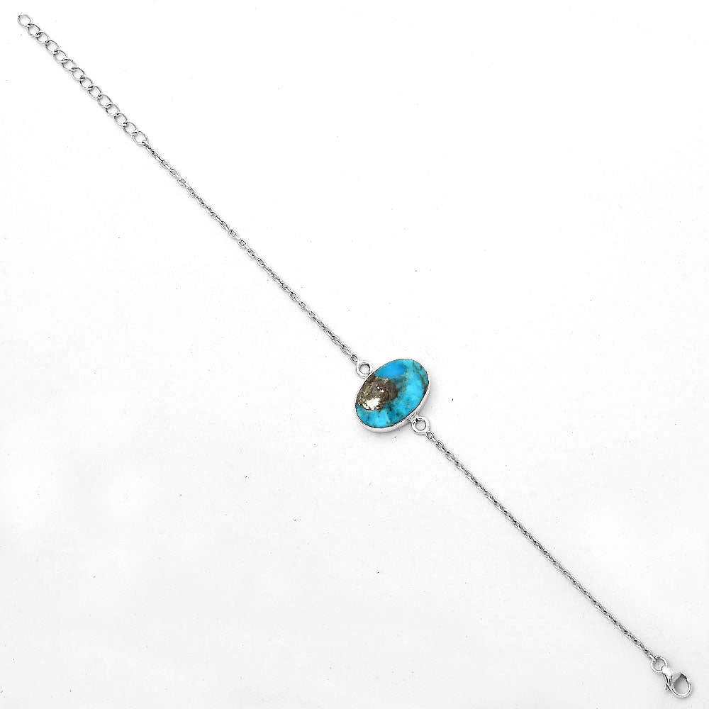 Natural Kingman Turquoise With Pyrite Bracelet B-1023 SDB2831