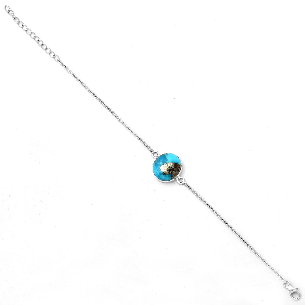 Natural Kingman Turquoise With Pyrite Bracelet B-1023 SDB2864