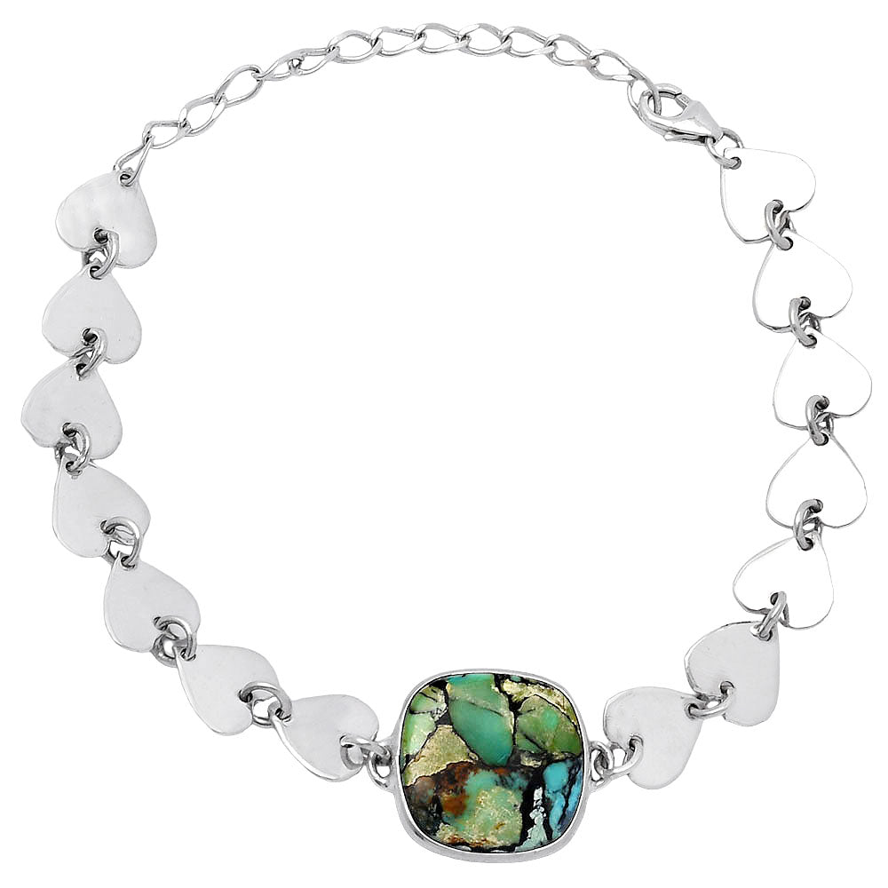 Heart Lucky Charm Tibetan Turquoise Bracelet B-1044 SDB4716