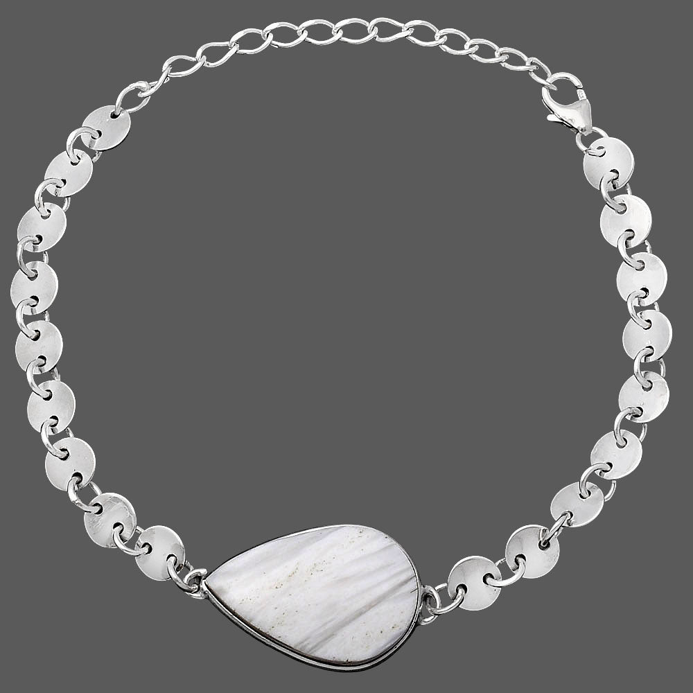 Natural White Scolecite Bracelet B-1044 SDB4781-1