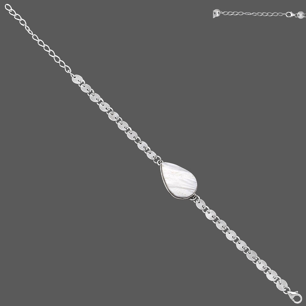 Natural White Scolecite Bracelet B-1044 SDB4781-3