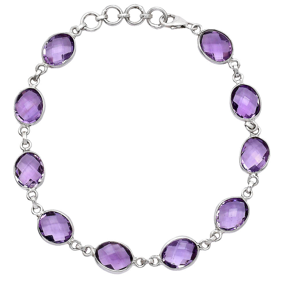 Amethyst Checker Briolette - Brazil Bracelet B-1001 SDB5279