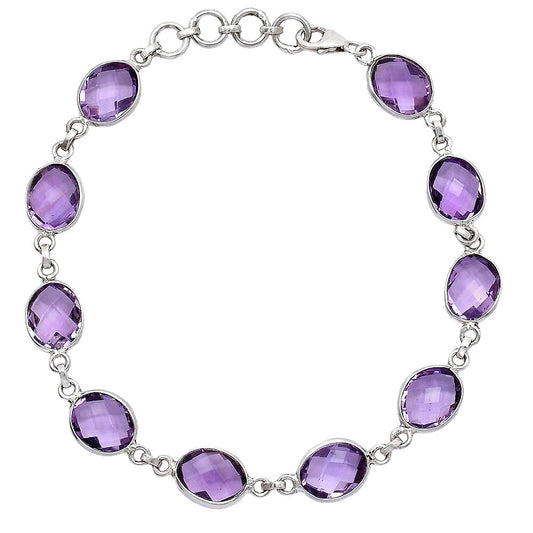 Amethyst Checker Briolette - Brazil Bracelet B-1001 SDB5279